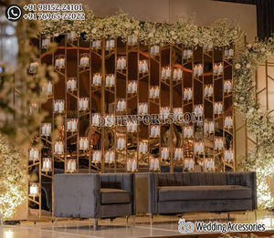 Réception de mariage glamour scène bougie murs musulman Nikah Walima bougie configuration murale élégante cérémonie de fiançailles scène bougie - Product Image 6