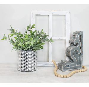 Maceta de flores de Metal redonda de lavado blanco para decoración del hogar y jardín Maceta y maceta Plantas verdes hechas a mano - Product Image 5