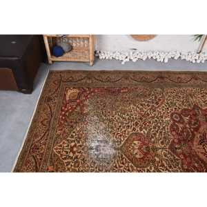 Vintage Turkish Rug 6.6x9.6 ft (201x293 cm), <b>Brown</b> <b>Wool</b> Rug - Product Image 5