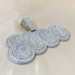 Pendentifs et Breloques de Luxe en Moissanite VVS Certifiée IGI, Plaqué Or, Argent Sterling 925, Personnalisés Style Hip-hop - Product Image 3