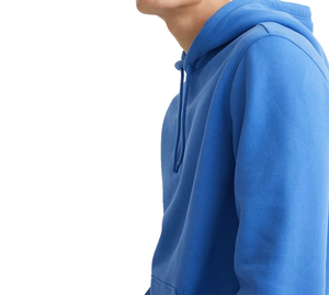 Sudadera con Capucha Azul para Hombre, Color Sólido, Corte Regular, Felpa de Algodón, Informal, para Otoño, Tejida - Product Image 2