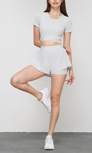 Nuevo diseño personalizado para mujer transpirable plisado doble capa gimnasio deportes falda tenis faldas mujeres pantalones cortos - Product Image 5