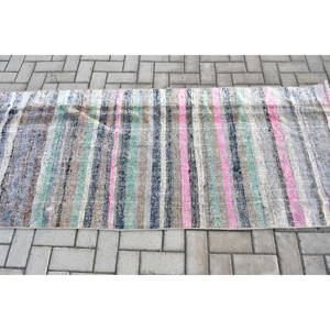 Alfombra Vintage de 2.9x6.8 pies, Alfombra Turca con Puntos Azules - Product Image 3