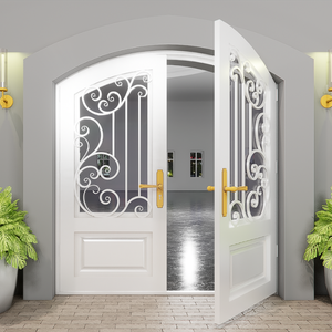 Porte d'entrée en métal de style moderne avec vue entièrement vitrée et cadre en fer forgé sécurisé pour l'extérieur de la maison - Product Image 6