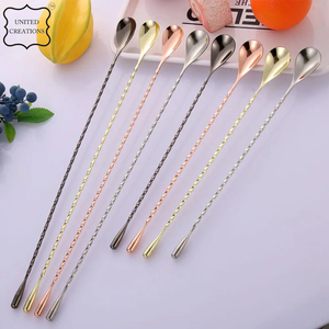 Cuchara agitadora de cóctel de acero inoxidable colorida de alta calidad con material de metal de mango largo - Product Image 2