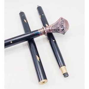 Bastón de Madera Negro Ajustable de 3 Pliegues, Diseño Art Deco Antiguo de Joker, Hecho a Mano, para Senderismo, Camping, Regalo - Product Image 4