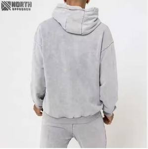 100% coton lavé à l'acide Vintage fermeture éclair vers le haut hommes ensembles personnalisés de haute qualité Design de mode lavage à l'acide survêtements survêtement - Product Image 6