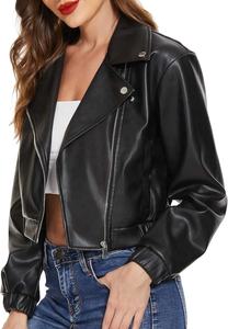 Veste en cuir Offre Spéciale nouveau Style taille courte femmes vestes en cuir fermeture éclair vêtements d'extérieur en cuir respirant femmes vestes - Product Image 3