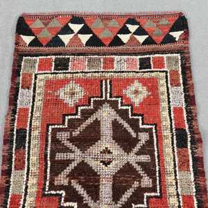 Turkish <b>Runner</b> Rug, 2.5x8.2 ft Vintage Rug, <b>Red</b> Floral Wool Rug - Product Image 5