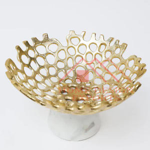 Cuenco de Metal Dorado con Pedestal para Servir Aperitivos, Ideal para Decoración del Hogar y Hoteles, Nuevo, Pedestal Metálico Dorado para Frutas - Product Image 4