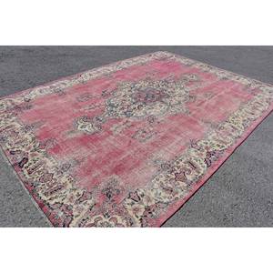 Alfombra turca clásica rosa Beige Vintage estilo Tabriz 8,8X12,1 pies respaldo de látex de lana rompecabezas Rectangular abstracto para adolescentes - Product Image 2