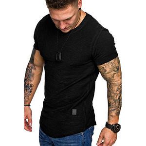 T-shirts d'été pour hommes Muscle Top Gym col en V couleur unie Slim Fit T-shirts à manches courtes t-shirts de couleur personnalisée - Product Image 5