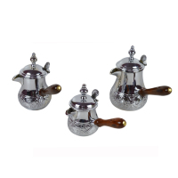 Ensemble de théière Dallah en laiton design, finition argentée, cafetière arabe turque haut de gamme de marque pour la maison, l'hôtel et la restauration