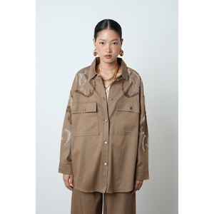 Collezione di camicie da donna a tinta unita con perline sul davanti e doppia tasca - Product Image 6