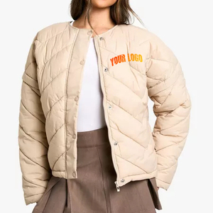 2025 usine en gros personnalisé conçu femmes récolte matelassé doudoune sans capuche chaud hiver coton remplissage - Product Image 4