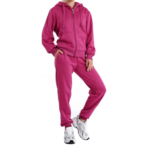 Polyester/Cotton Midweight Casual Breathable <b>Women</b> Tracksuit Zipper Hoodie & Jogger Set Stylish Autumn Winter Warm Two Piece Set - Product Image 3