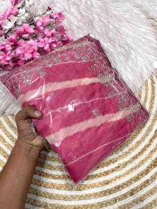 Dernière exclusivité traditionnelle Organza imprimé Sari doux broderie à la mode ethnique mariée pour les adultes mariages fête porter fille indienne - Product Image 3