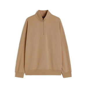 Sudadera de Invierno Beige con Media Cremallera y Bordado para Hombre, Estilo Casual, 100% Algodón, Tejido Suave, Cálida, Manga Larga, Corte Regular - Product Image 4