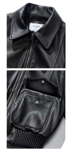 OEM Custom Logo Fashionable Street Casual Women's Faux Leather <b>Short</b> Slim Baseball <b>Jacket</b> Customized Leather Baseball <b>Jacket</b> - Product Image 3