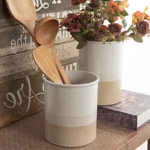 Matte Finish Eco-Friendly <b>Ceramic</b> Utensil Holder for Kitchen | Heavy Weight Dishwasher Oven Safe <b>Spoon</b> Tool Storage Jar | Modern - Product Image 2