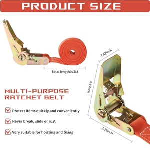 <span class=keywords><strong>Sangle</strong></span> <span class=keywords><strong>à</strong></span> <span class=keywords><strong>cliquet</strong></span> en polyester/nylon de 1 pouce, 2 m x 25 mm, capacité de charge de 500 kg, <span class=keywords><strong>sangle</strong></span> de contrôle de cargaison réglable - Product Image 2