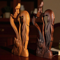 Statue de couple amoureux en bois durable, écologique, faite à la main, style Art déco, décoration de table romantique pour la maison, Saint-Valentin