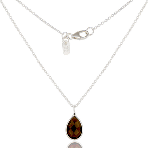 Colgante de piedras preciosas de cuarzo ahumado de circón, colgante de cadena de plata chapada en oro de 18 quilates, proveedor de joyería, Colección Vintage - Product Image 4
