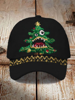 Gorra de béisbol de poliéster con estampado navideño de 6 paneles, estilo retro, ajustable, para uso diario en las cuatro estaciones, ideal para comercio transfronterizo.