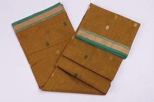 ผ้าส่าหรีผ้าฝ้ายผสมไหมสีน้ำตาลสวยหรูพร้อมขอบตัดสี |   ชุดประจำชาติอินเดียแบบดั้งเดิม |   งานรื่นเริง |   งานแต่งงาน |   ผู้ออกแบบชุดส่าหรีสำหรับงานปาร์ตี้ - Product Image 2