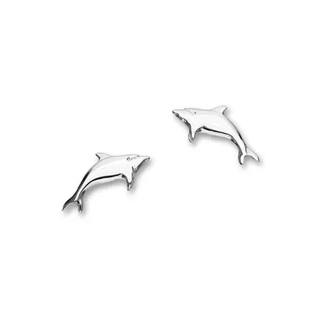 Ortak 925 Sterling Silver Stud Earrings Dolphin Design Polished Fine Designer Jewelry of Scotland for Women FE 1