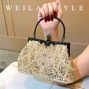 Pochette de soirée de luxe personnalisée, chaîne de mode, résine, broderie de perles faite à la main, mariage, soirée, quatre saisons, artisanat, Exim, femmes - Product Image 1