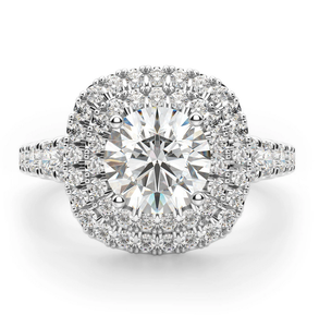 แหวนหมั้นเพชรโมอิสแบบรัศมีคู่ทรงกลมตัดได้สวยงามแหวนของขวัญสำหรับส่งออกจากอินเดีย - Product Image 1