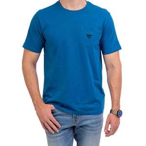 T-shirt personnalisé 100% pur coton bleu couleur classique demi-manches été décontracté haute qualité hommes t-shirts poche avant Logo personnalisé - Product Image 1