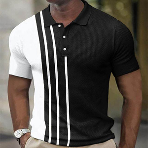 Custom Men's Polo <b>Shirt</b> Short-sleeved 3D Printed Striped Button <b>Waffle</b> T-<b>shirt</b> Custom Logo Summer Short Sleeve Golf Polo T-<b>shirt</b> - Product Image 6