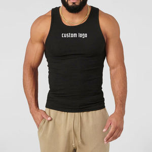 Camiseta sin mangas deportiva de corte muscular sin mangas informal transpirable de punto de peso pesado personalizada algodón de alta calidad para hombres de talla grande - Product Image 3