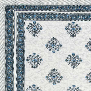 Couette en coton faite à la main taille unique bleu gris Buta Kantha motif main bloc impression pour les hivers légers (150x225 cm) - Product Image 4