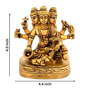 Laiton seigneur Dattatreya idole Bhagwan Datta Murti Statue pour la maison Pooja bureau décor Trimurti | Poids 1.4 kg - Product Image 2