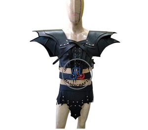 แจ็กเก็ตหนังแท้ยุคกลางสำหรับผู้หญิง,ชุดคอสตูมซามูไรฮัลโลวีแจ็คเก็ตหนังเกราะไหล่เกราะ SCA ทนทาน - Product Image 1