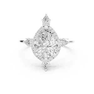 Bijoux Bague de créateur en or 18 carats avec accents de diamants floraux - Product Image 3