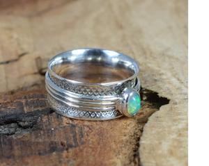 โอปอลเอธิโอเปียน925สเตอร์ลิงอัญมณีธรรมชาติหรูหราเครื่องประดับงานแต่งงานแหวนเงินทำด้วยมือ - Product Image 3