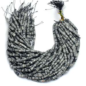 Kamal Gems High Quality Handmade Snowflake Obsidian Tyree-Shaped Beads Premium 15 Strand White Agate <b>Stone</b> for Jewelry Making - Product Image 1