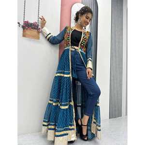 LAUNCHING NEW FESTIVE WEAR DESIGNER NAVRATRI SPECIAL <b>SHRUG</b> AND BLOUSE FABRIC COTTON WITH GAMTHI WORK - Product Image 1