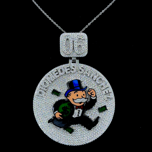 Moissanita Realista con Corte Brillante Helado, Certificada por GIA, Plata de Ley 06 DIOMEDES SANCHEZ, Chapado en Oro de 10K, Estilo Cristiano Hiphop - Product Image 1