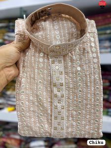 Premium hombres tradicional seda pesada Jequard bordado Patti botón elegante algodón de alta calidad Ropa Étnica colección fiestas - Product Image 3