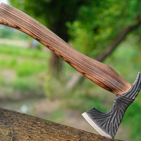 Hache artisanale en acier inoxydable de qualité industrielle avec manche en bois, lame forgée durable, poignée ergonomique, 20 pouces de longueur totale