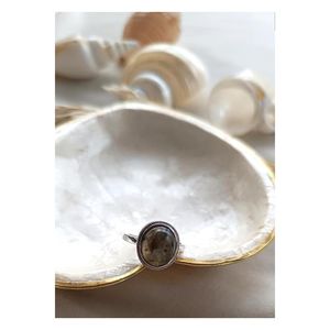 Anello di pietra naturale pietra di quarzo fumoso regolabile in pietra naturale delle donne