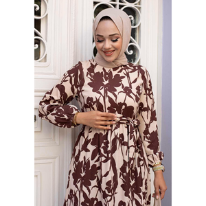 Vestido hiyab estampado hiedra marrón - Product Image 4