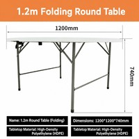 Table de banquet pliante en plastique blanc, table ronde pour fête, mariage, événement, table de repas imperméable pour l'extérieur, meubles d'extérieur empilables