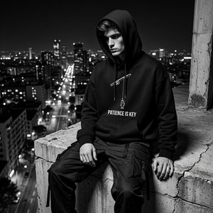 Sweat à capuche graphique avec lettres, en coton épais 450g, pour homme, style streetwear, imprimé <span class=keywords><strong>texte</strong></span>, coupe oversize, en molleton lourd - Product Image 3