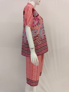 Femmes décontracté été grande taille vêtements de nuit populaire en gros deux pièces ensemble à manches courtes rayonne pantalon motif Floral doux Simple - Product Image 4